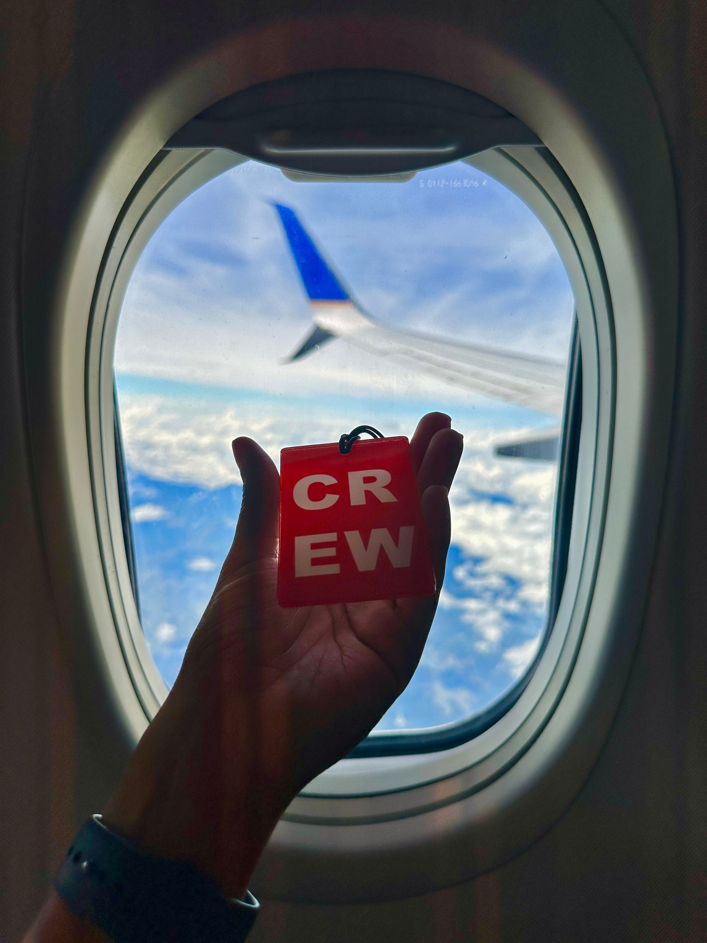 Crew Tag Acrílico CR EW Rojo