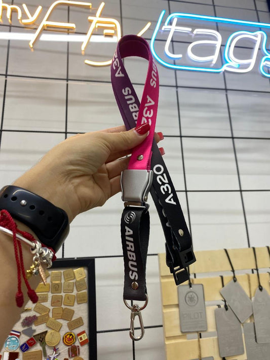 Lanyard degradé morado, fucsia negro  Seat belt