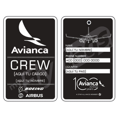 Crew tag Avianca AIRBUS - BOEING