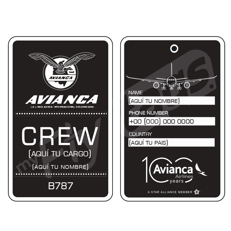 Crew tag Avianca B787