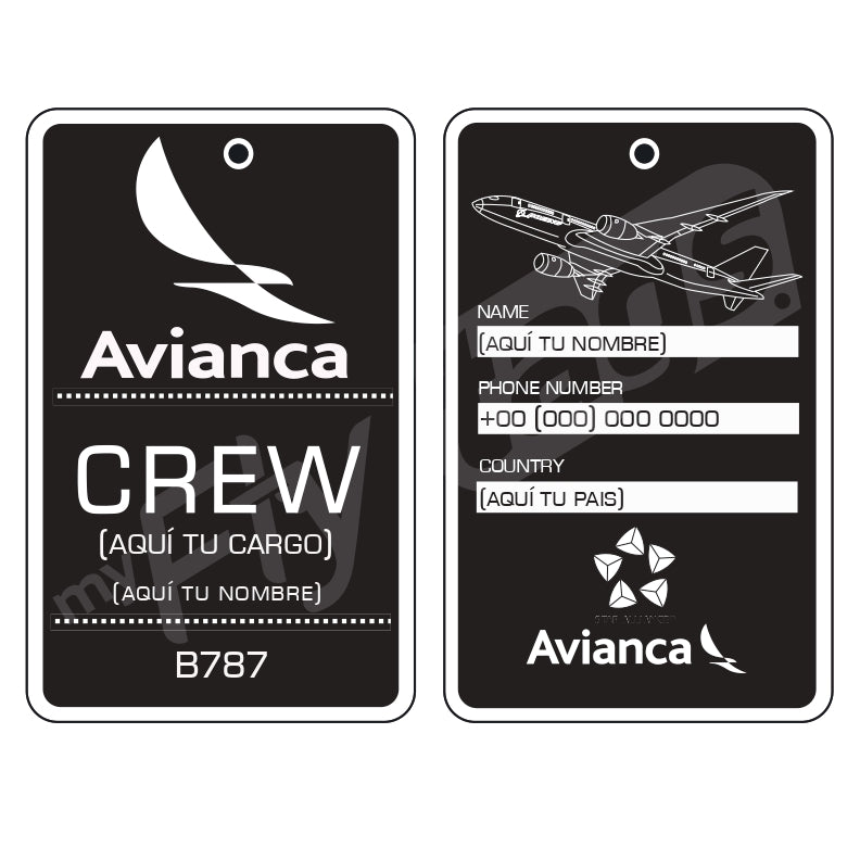 Crew tag Avianca B787