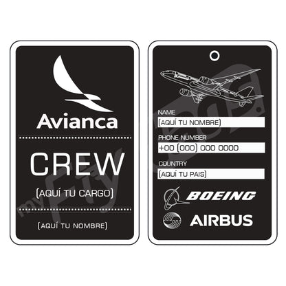 Crew tag Avianca AIRBUS - BOEING